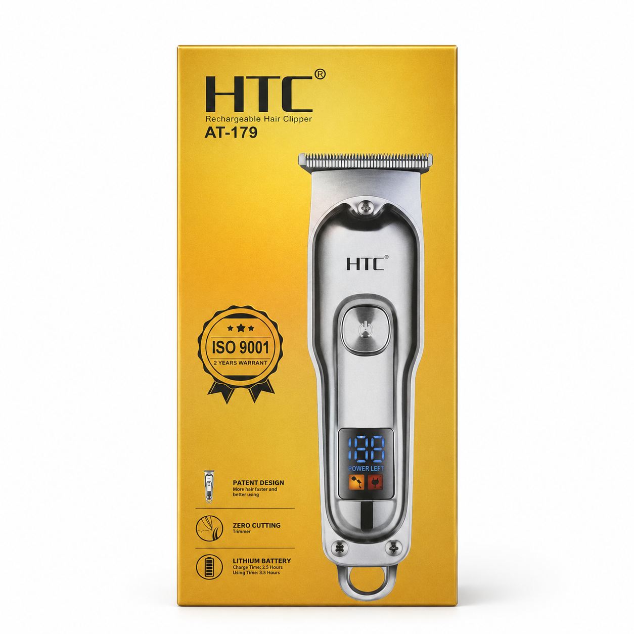 Original HTC AT-179 Rechargeable Hair Clipper & Beard Trimmer for Men – Cordless Grooming Kit with Stainless-Steel Blades, Adjustable Settings & Portable Design - 6